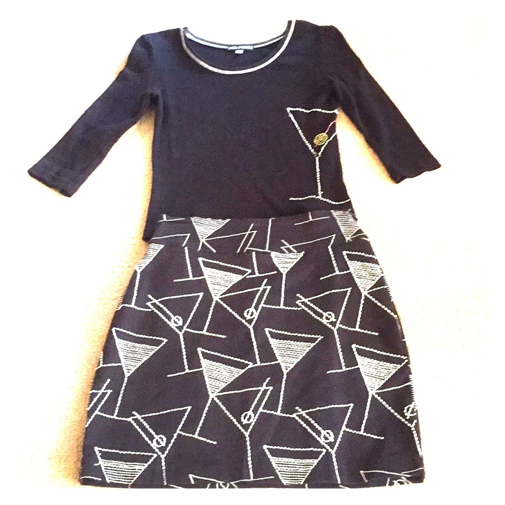 Black miniskirt with top with white sequined